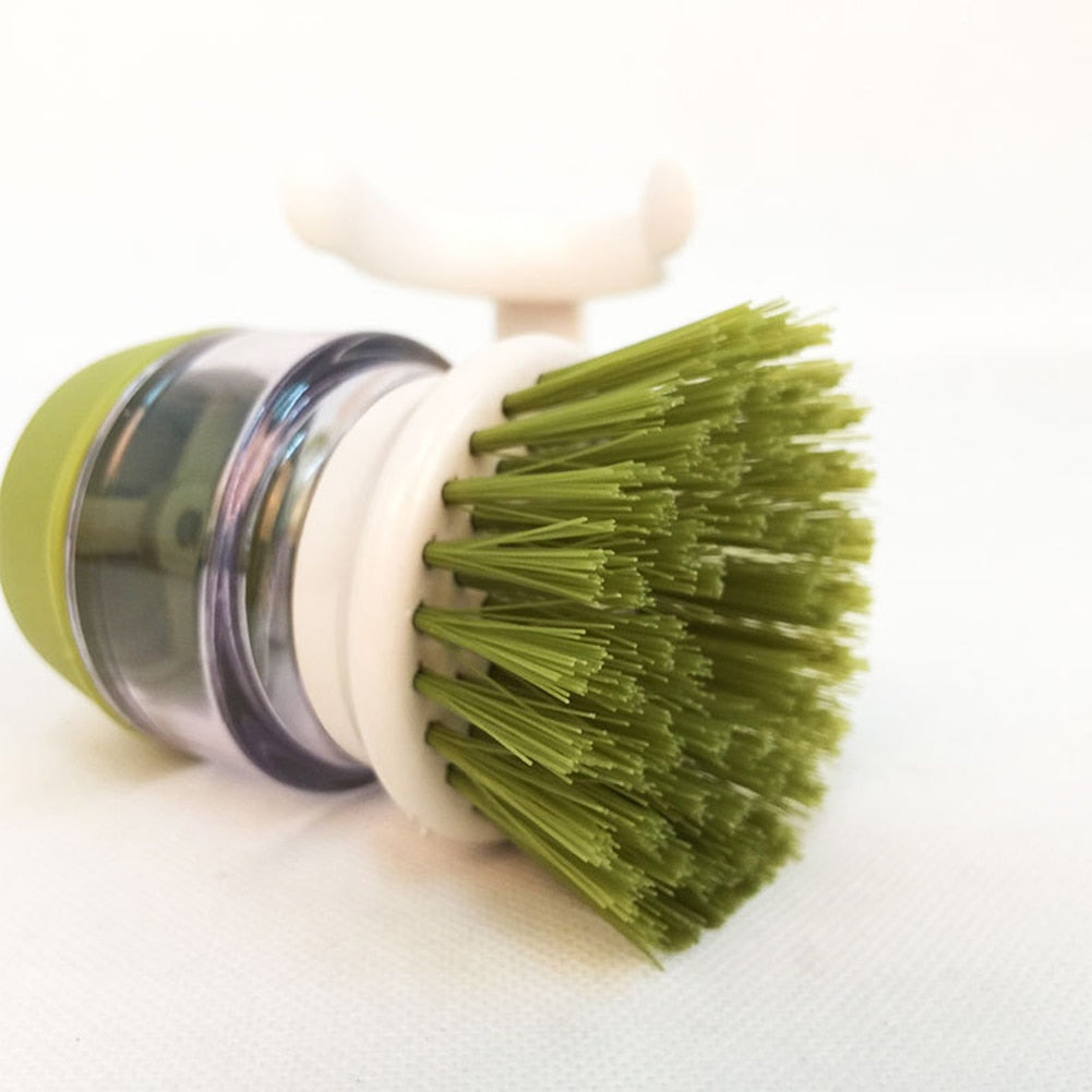Soap Dispensing Dish Brush with Non-Scratch Bristles and Storage Stand for Pots and Pans