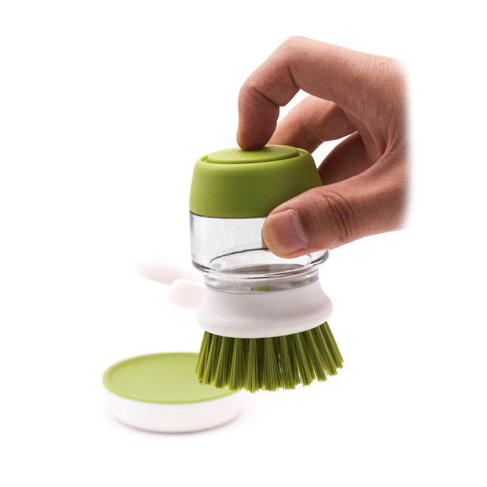 Soap Dispensing Dish Brush with Non-Scratch Bristles and Storage Stand for Pots and Pans