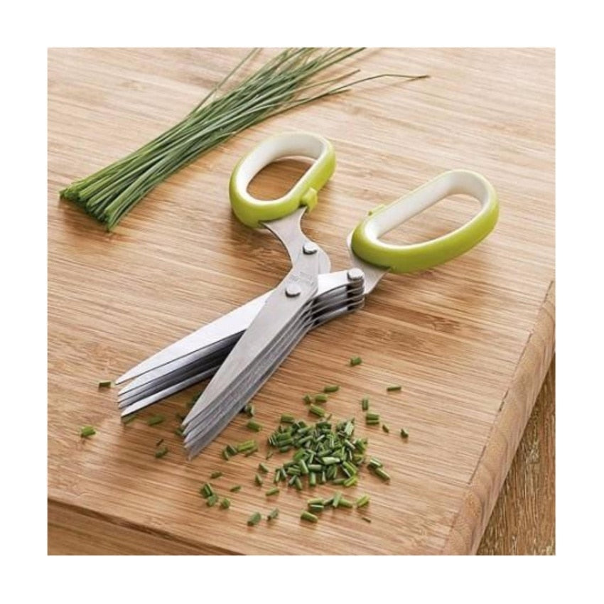 5-Blade Stainless Steel Herb Scissors with Cleaning Comb Multipurpose Kitchen Shears for Cutting Herbs, Onions, Chives, Basil