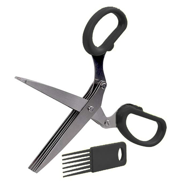 5-Blade Stainless Steel Herb Scissors with Cleaning Comb Multipurpose Kitchen Shears for Cutting Herbs, Onions, Chives, Basil