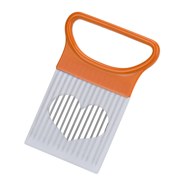 Stainless Steel Onion & Vegetable Slicer Tool Safe Grip Holder for Even Slices