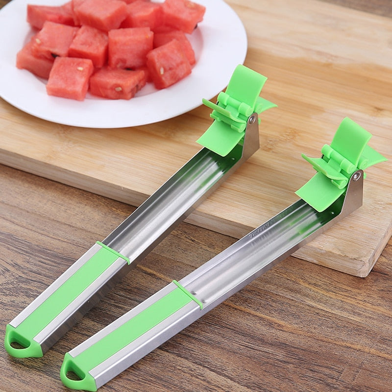 Windmill Watermelon Cutter with Automatic Blade Stainless Steel Cube Slicer for Melon & Fruit