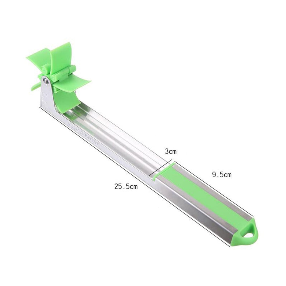 Windmill Watermelon Cutter with Automatic Blade Stainless Steel Cube Slicer for Melon & Fruit