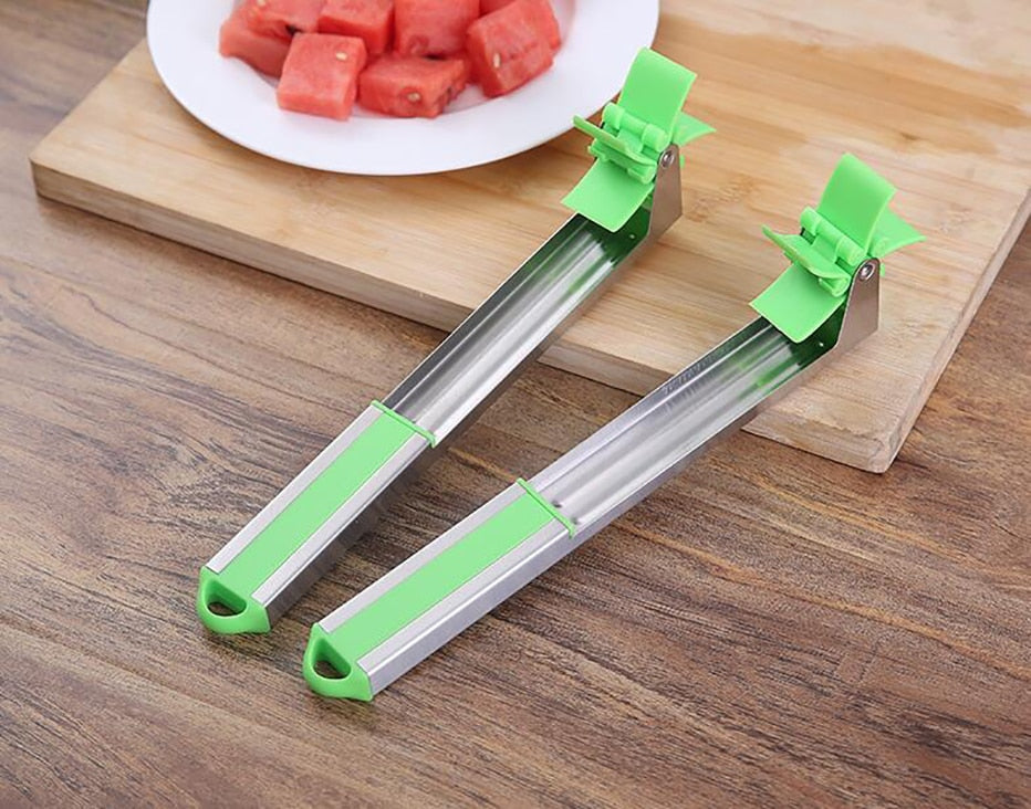 Windmill Watermelon Cutter with Automatic Blade Stainless Steel Cube Slicer for Melon & Fruit
